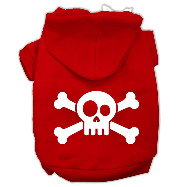 Skull Crossbone Screen Print Pet Hoodies Red Size Lg (14)