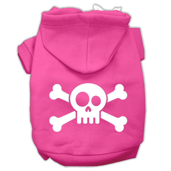 Skull Crossbone Screen Print Pet Hoodies Bright Pink Size Med (12)