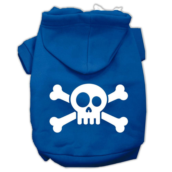 Skull Crossbone Screen Print Pet Hoodies Blue Size Sm (10)