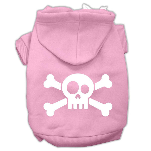 Skull Crossbone Screen Print Pet Hoodies Light Pink Size XS (8)