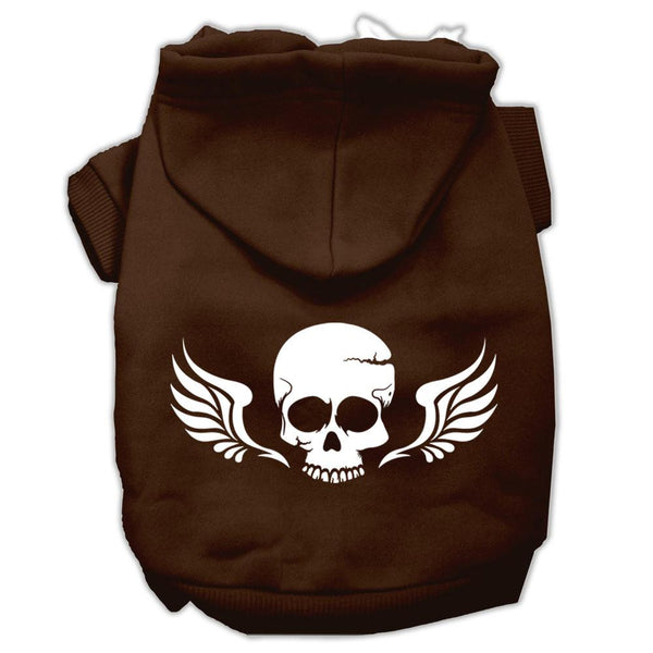 Skull Wings Screen Print Pet Hoodies Brown Size Med (12)