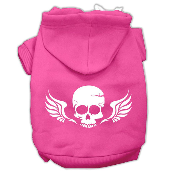 Skull Wings Screen Print Pet Hoodies Bright Pink Size XL (16)