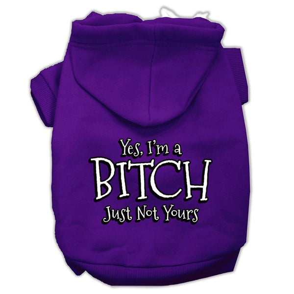 Yes Im a Bitch Just not Yours Screen Print Pet Hoodies Purple Size XS (8)