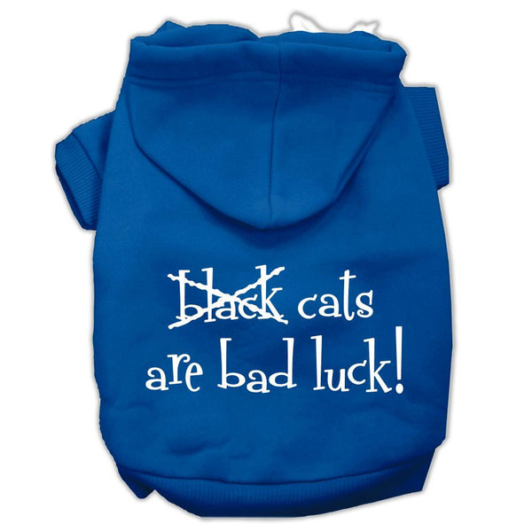 Black Cats are Bad Luck Screen Print Pet Hoodies Blue Size XS (8)