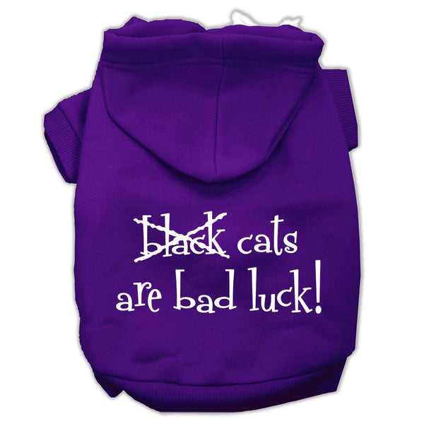 Black Cats are Bad Luck Screen Print Pet Hoodies Purple Size XXXL(20)