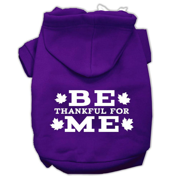 Be Thankful for Me Screen Print Pet Hoodies Purple Size M (12)