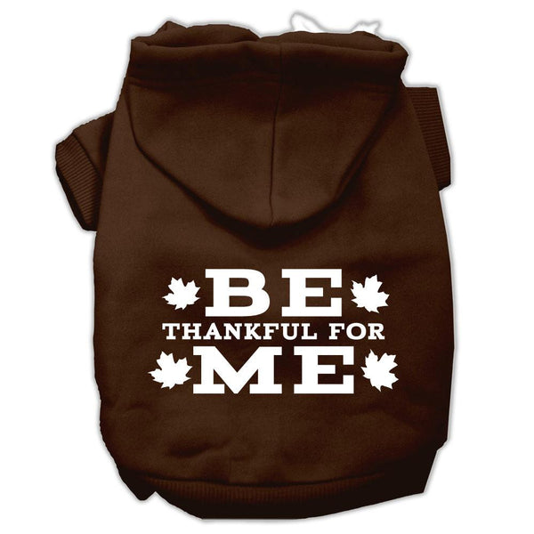 Be Thankful for Me Screen Print Pet Hoodies Brown Size XS (8)