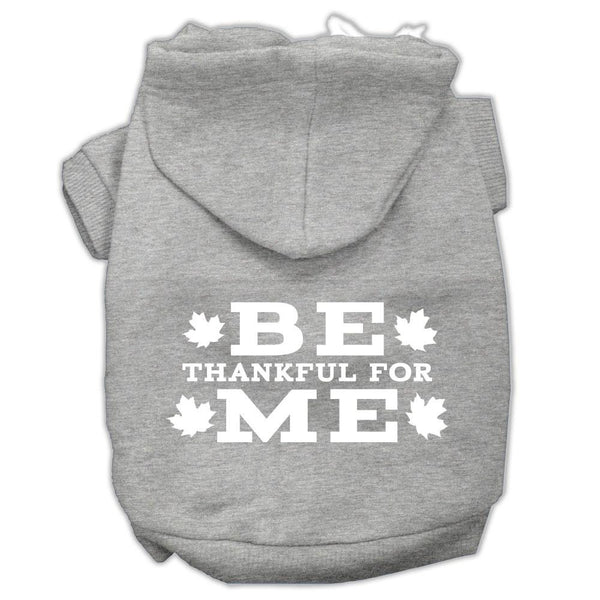 Be Thankful for Me Screen Print Pet Hoodies Grey Size XS (8)