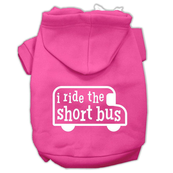 I ride the short bus Screen Print Pet Hoodies Bright Pink Size XS (8)