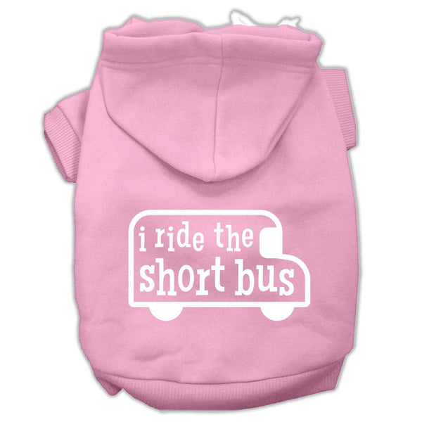 I ride the short bus Screen Print Pet Hoodies Light Pink Size XS (8)