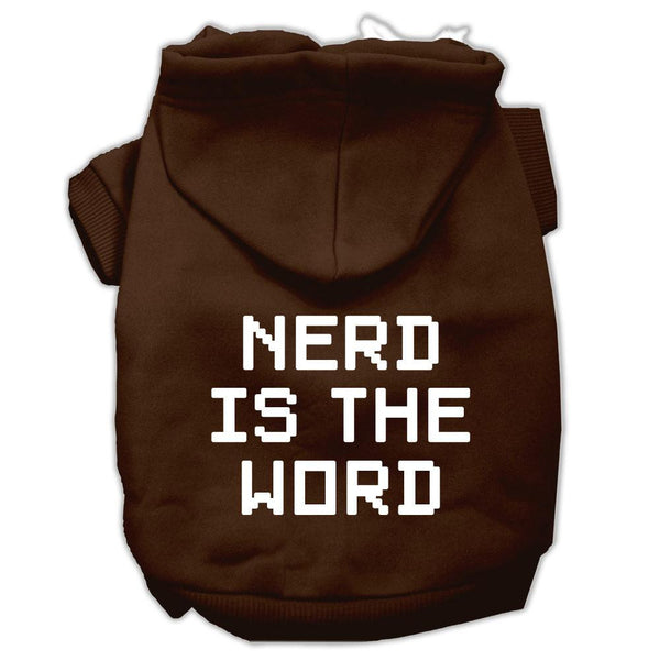 Nerd is the Word Screen Print Pet Hoodies Brown Size L (14)