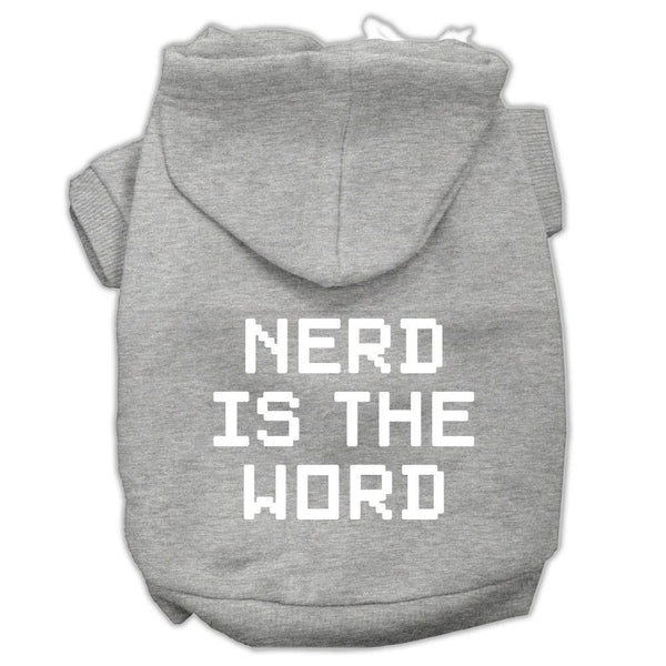 Nerd is the Word Screen Print Pet Hoodies Grey Size L (14)