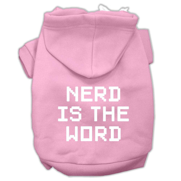 Nerd is the Word Screen Print Pet Hoodies Light Pink Size L (14)