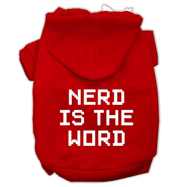 Nerd is the Word Screen Print Pet Hoodies Red Size M (12)