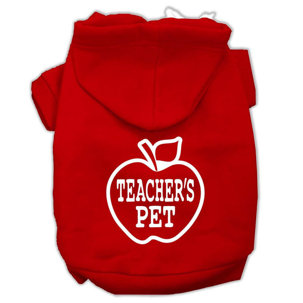 Teachers Pet Screen Print Pet Hoodies Red Size XS (8)