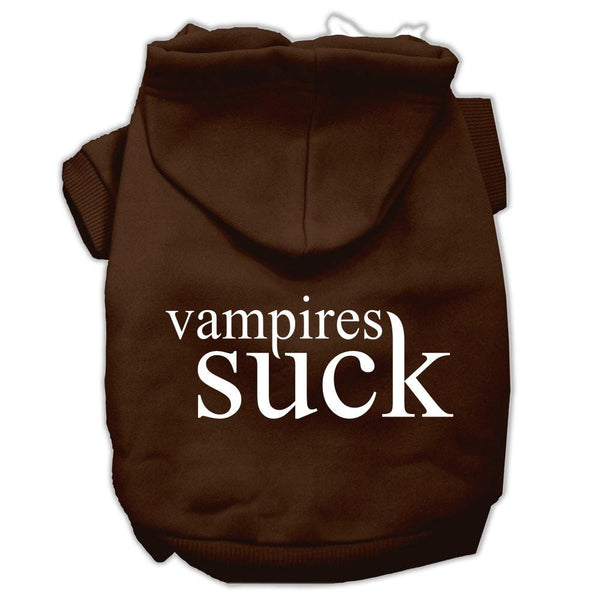 Vampires Suck Screen Print Pet Hoodies Brown Size Lg (14)