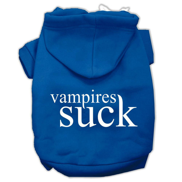 Vampires Suck Screen Print Pet Hoodies Blue Size XS (8)