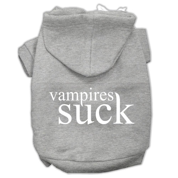 Vampires Suck Screen Print Pet Hoodies Grey Size XS (8)