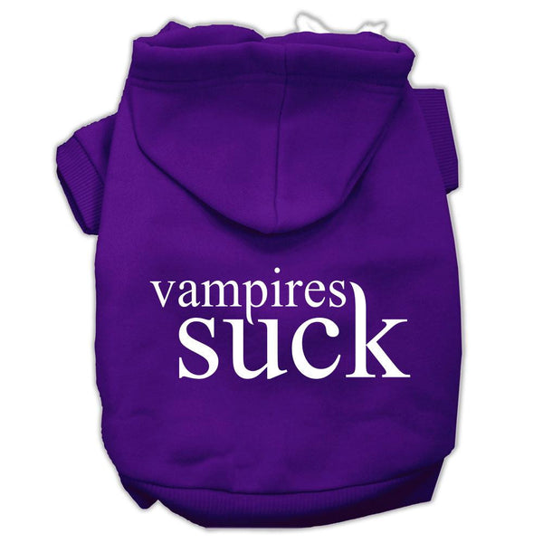 Vampires Suck Screen Print Pet Hoodies Purple Size XS (8)