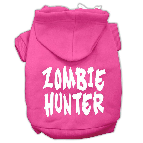 Zombie Hunter Screen Print Pet Hoodies Bright Pink Size L (14)