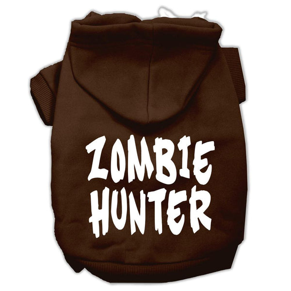 Zombie Hunter Screen Print Pet Hoodies Brown Size Med (12)