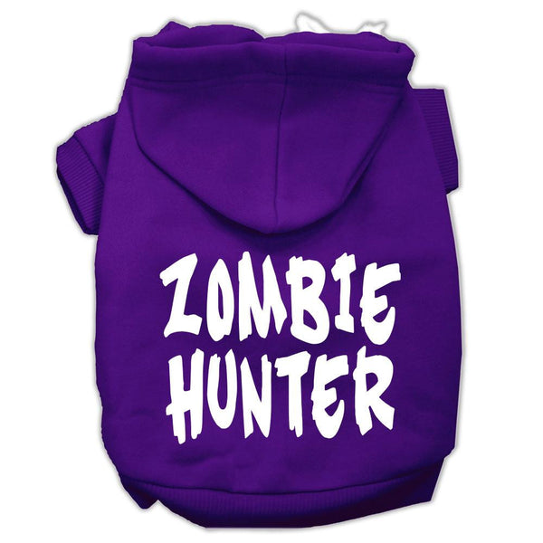 Zombie Hunter Screen Print Pet Hoodies Purple Size S (10)