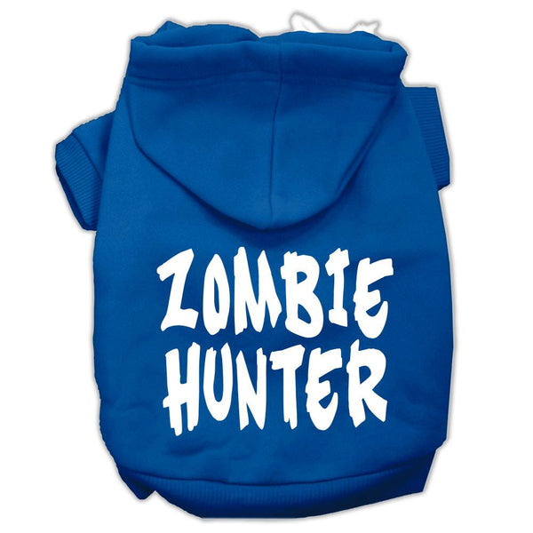 Zombie Hunter Screen Print Pet Hoodies Blue Size XL (16)