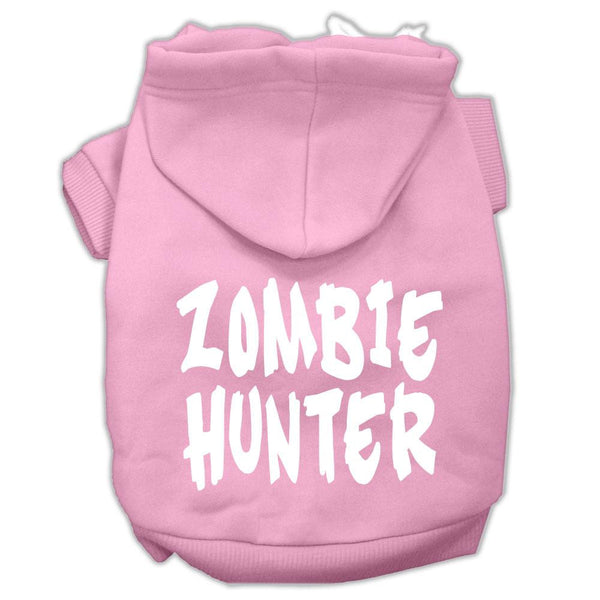 Zombie Hunter Screen Print Pet Hoodies Light Pink Size XS (8)