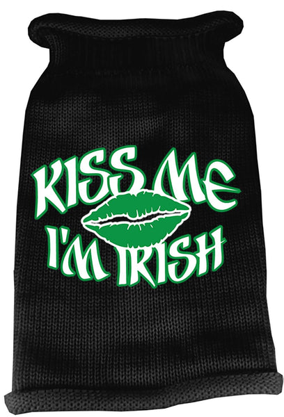 Kiss Me Im Irish Screen Print Knit Pet Sweater XS Black