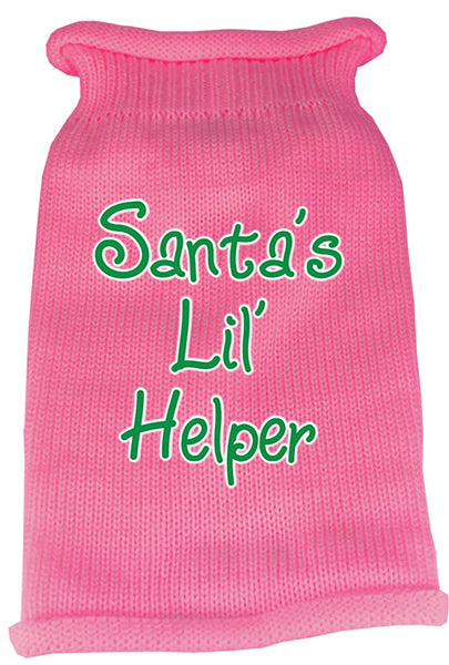 Santas Lil Helper Screen Print Knit Pet Sweater MD Pink