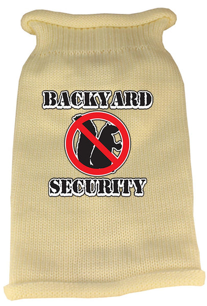 Back Yard Security Screen Print Knit Pet Sweater LG Cream