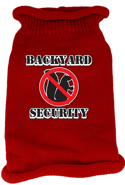 Back Yard Security Screen Print Knit Pet Sweater LG Red