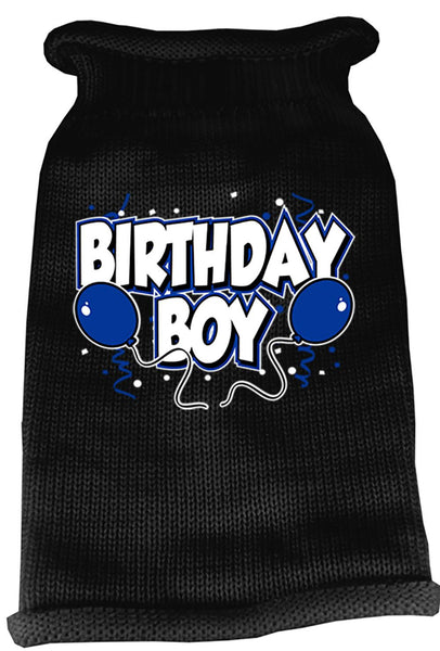 Birthday Boy Screen Print Knit Pet Sweater XS Black