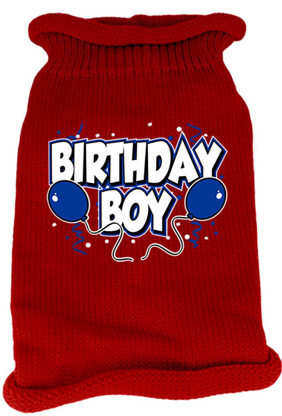 Birthday Boy Screen Print Knit Pet Sweater XS Red