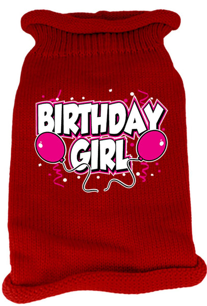 Birthday Girl Screen Print Knit Pet Sweater XS Red