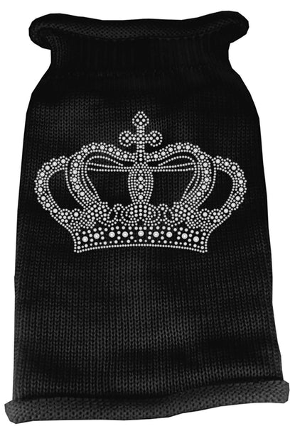 Crown Rhinestone Knit Pet Sweater XS Black