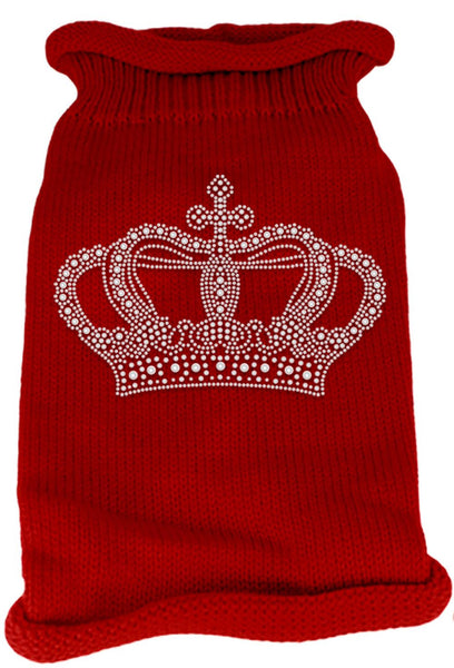 Crown Rhinestone Knit Pet Sweater XS Red