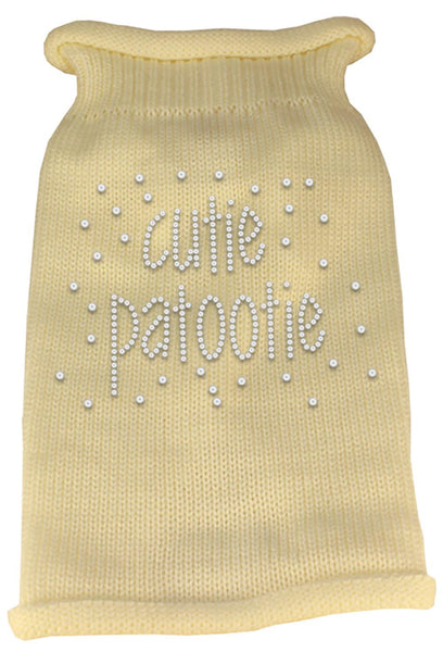 Cutie Patootie Rhinestone Knit Pet Sweater SM Cream