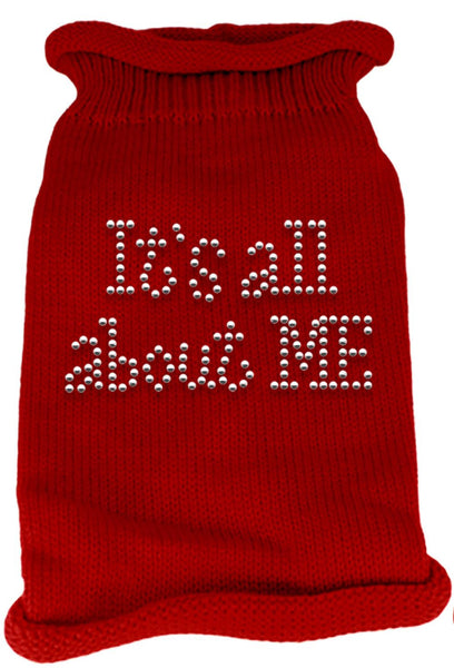 It's All About Me Rhinestone Knit Pet Sweater XL Red