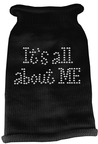 It's All About Me Rhinestone Knit Pet Sweater XS Black