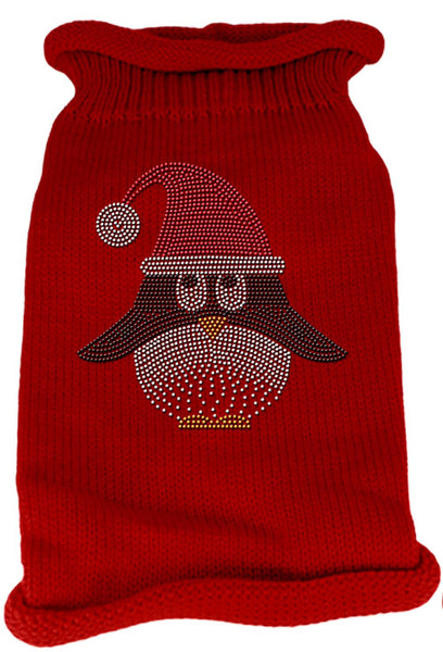 Santa Penguin Rhinestone Knit Pet Sweater XXL Red