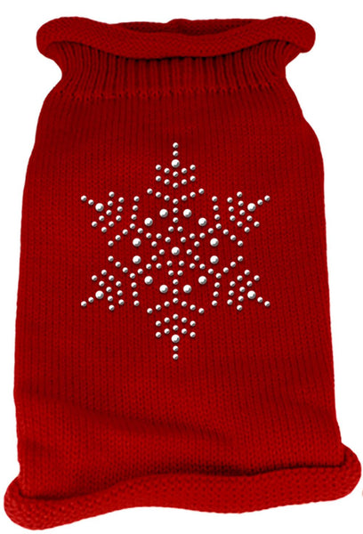 Snowflake Rhinestone Knit Pet Sweater LG Red