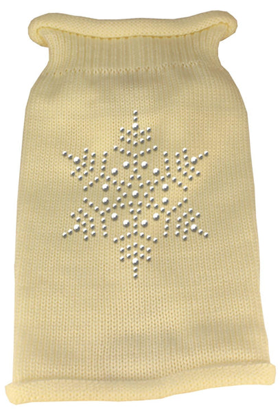 Snowflake Rhinestone Knit Pet Sweater MD Cream