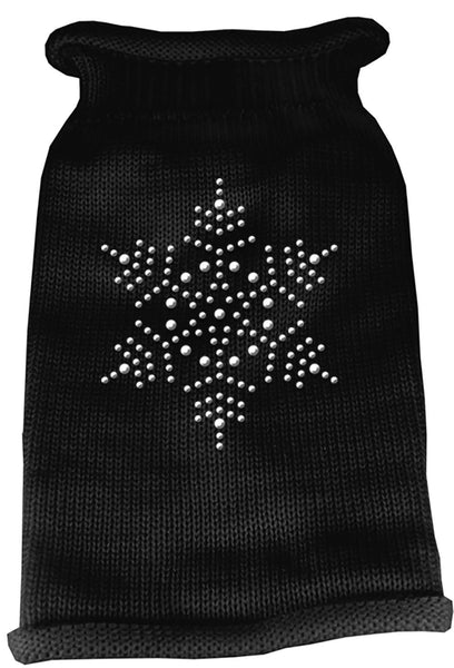 Snowflake Rhinestone Knit Pet Sweater SM Black