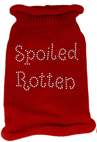 Spoiled Rotten Rhinestone Knit Pet Sweater XS Red