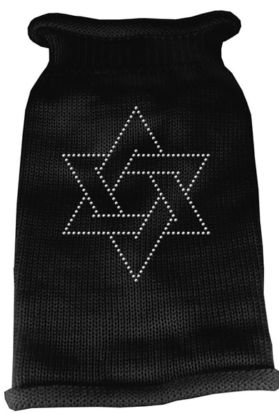 Star of David Rhinestone Knit Pet Sweater LG Black