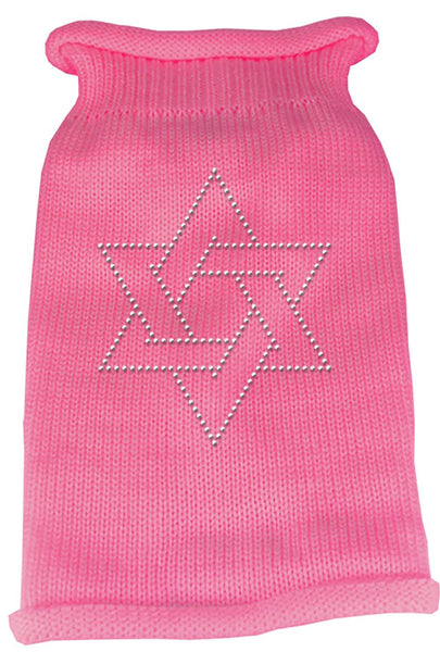 Star of David Rhinestone Knit Pet Sweater MD Pink