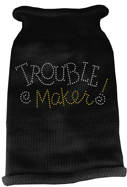 Trouble Maker Rhinestone Knit Pet Sweater LG Black