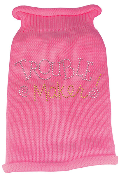 Trouble Maker Rhinestone Knit Pet Sweater MD Pink