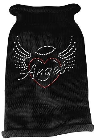 Angel Heart Rhinestone Knit Pet Sweater MD Black